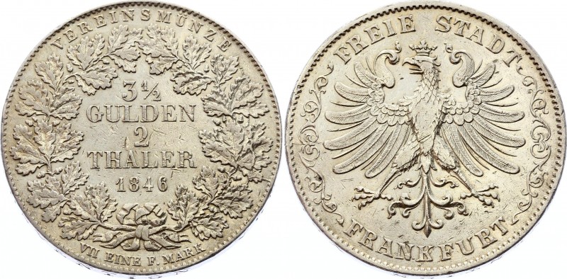 German States Frankfurt 3 1/2 Gulden 2 Thaler 1846
KM# 329; Silver; Mintage 72,...