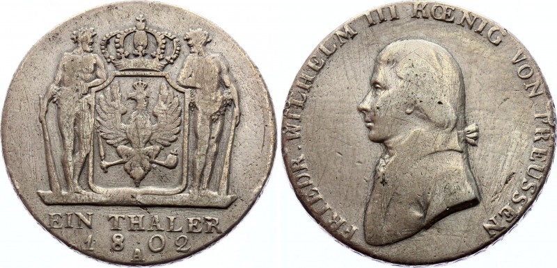 German States Prussia Thaler 1802 A
KM# 368; Silver; Friedrich Wilhelm III