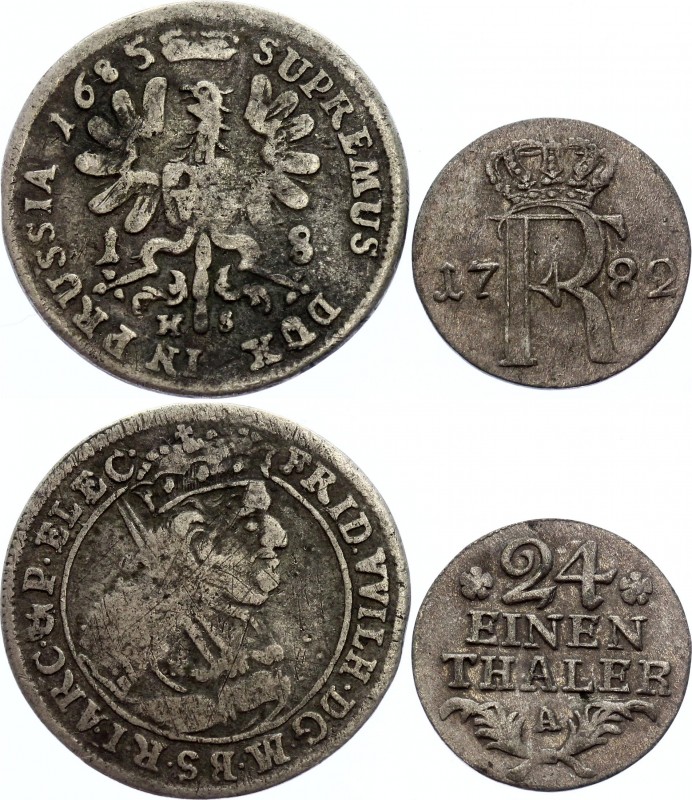 German States Prussia Lot of 2 Coins 1685 & 1782
1/24 Thaler 1782 A & 18 Grosch...