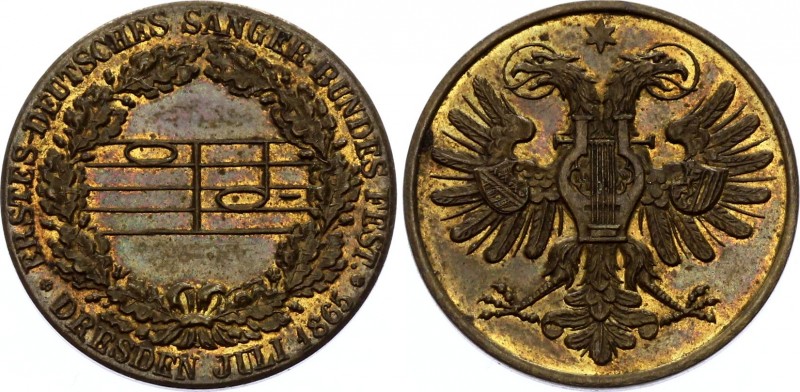 German States Saxony Dresden Medal 1865
Medal 1865, 1st feast of the German sin...