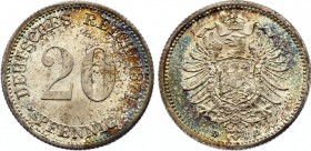 Germany - Empire 20 Pfennig 1874 D
KM# 5, J. 5; Silver, UNC. Rare in this condition. Nice patina.