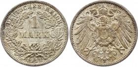 Germany - Empire 1 Mark 1911 J
KM# 14, J. 17; Mintage 812,332. Rare date. Silver, XF-AU. Nice patina.