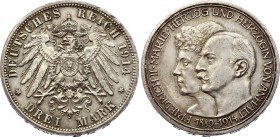 Germany - Empire Anhalt 3 Mark 1914 A
KM# 30; Silver; Friedrich II; Silver Wedding Anniversary; XF-AUNC