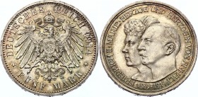 Germany - Empire Anhalt 5 Mark 1914 A
KM# 31; Silver; Friedrich II; Silver Wedding Anniversary; AUNC