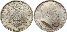 Germany - Empire Bavaria 3 Mark 1911 D
KM# 998; Silver; Otto; 90th Birthday of Prince Regent Luitpold; UNC