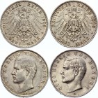 Germany - Empire Bavaria 3 Mark Lot 1909 -13 D
KM# 996; Silver; Otto; XF-AUNC