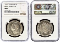 Germany - Empire Hesse-Darmstadt 3 Mark 1917 A NGC PF 65
KM# 376, J. 77; Ernts Ludwig. Berlin mint, Silver, Proof. Struck as a Proof-only issue in a ...