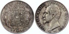 Germany - Empire Saxe-Meiningen 2 Gulden 1854
KM# 166; Silver; Bernhard II; VF-XF