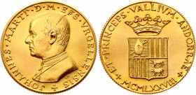 Andorra 1 Sobirana 1978 MCMLXXVIII
Fr# 2; Gold (.917), 8g. UNC. Mintage 1745 pieces only! Rare coin.