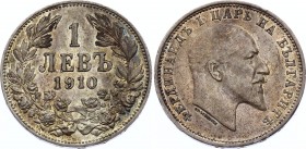 Bulgaria 1 Lev 1910
KM# 28; Silver; Ferdinand I, AUNC. Mint luster.