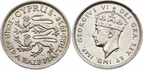 Cyprus 4 1/2 Piastres 1938
KM# 24; Silver, UNC. Georgius VI