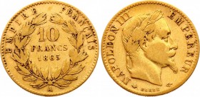 France 10 Francs 1865 A
KM# 800.1; Gold (.900) - 3,23g. One of the lowest mintages! VF.