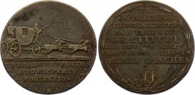 Great Britain London Halfpenny Token ND
J. Palmeres. For establishment of Mail Coaches.