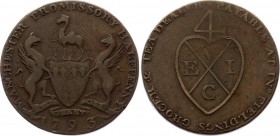 Great Britain Lancashire Manchester Halfpenny Token 1793
The Grocers' arms. MANCHESTER PROMISSORY HALFPENNY 1793. Rev.: East India Co. bale mark; PAY...