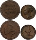 Isle of Man 2 Coins Lot 1831 -39
KM# 12 & Tn21.1; Copper; VF-XF