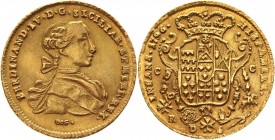 Italian States Napoli 6 Ducati 1766
CNI XX 42; Pannuti-Riccio 9a; MIR 352/13; Friedberg 846a; Gold 8,76g, Ferdinando IV; First Reign in Napoli 1759-1...