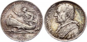 Vatican 5 Lire 1931 R
KM# 7; Pivs XI. Silver, AUNC, nice toning.