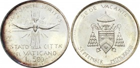 Vatican 500 Lire 1978
KM# 141; Silver; Second 1978 Sede Vacante; UNC; With Original Package