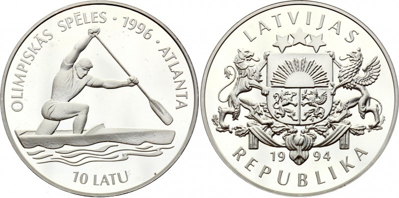 Latvia 10 Latu 1996
KM# 24; Silver Proof; Atlanta, Olympic Games of 1996