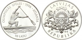 Latvia 10 Latu 1996
KM# 24; Silver Proof; Atlanta, Olympic Games of 1996