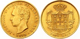 Portugal 5000 Reis 1872
KM# 516; Gold (917); Luiz I; XF