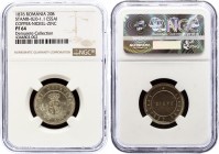Romania 20 Bani 1876 Essai Proof NGC PF64
Paris Mint. Stamb-20-1.1; KM# P2. Copper-nickel-zinc, reeded Edge. RARE. Prooflike fields nearing cameo sta...