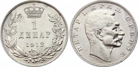 Serbia 1 Dinar 1912
KM# 25.1 (medal alignment); Silver; Petar I; AUNC with minor hairlines