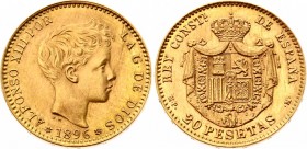 Spain 20 Pesetas 1962 MP M Restrike
KM# 709; Gold (900); Alfonso XIII; UNC