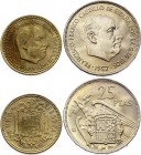 Spain Lot of 2 Rare Coins
25 Pesetas 1957 (71) BUNC & 1 Peseta 1953 (60) AUNC. Rare in high grades.