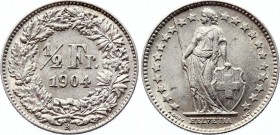 Switzerland 1/2 Francs 1904 B Key Date
KM# 23; Silver; AUNC