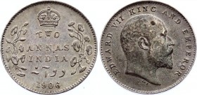 British India 2 Annas 1906
KM# 505; Edward VII. Silver, XF, toning.