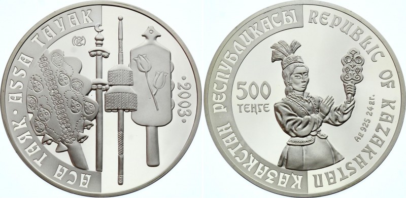 Kazakhstan 500 Tenge 2003
KM# 56; Silver Proof; Applied Arts Series - Assa Taya...