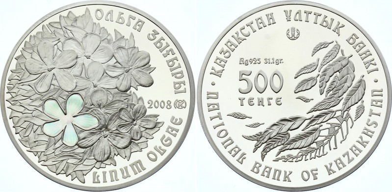 Kazakhstan 500 Tenge 2008
KM# 104; Silver Proof; Flowers of Kazakhstan Series -...