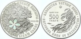 Kazakhstan 500 Tenge 2008
KM# 104; Silver Proof; Flowers of Kazakhstan Series - Linum Olgae; With Certificate & Original Box
