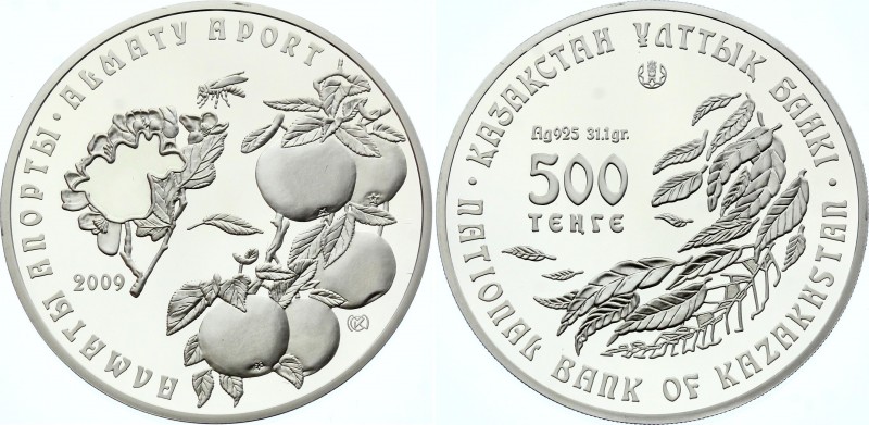 Kazakhstan 500 Tenge 2009
KM# 128; Silver Proof; Flowers of Kazakhstan - Apple ...