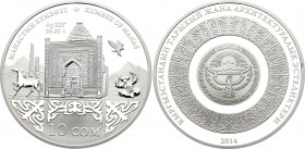 Kyrgyzstan 10 Som 2014
KM# 60; Silver Proof; 680th Anniversary of Kumbaz of Manas; Mintage 2,000; With Certificate & Original Box