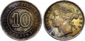 Straits Settlements 10 Cents 1879 H
KM# 11; Victoria. Heaton Mint. Mintage 250000 Only. Silver, XF+, mint luster remains.