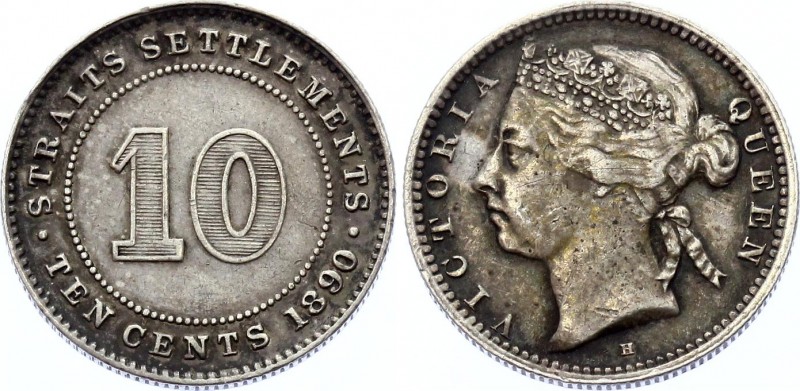 Straits Settlements 10 Cents 1890 H
KM# 11; Victoria. Heaton Mint. Mintage 7300...