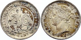 Straits Settlements 20 Cents 1898
KM# 11; Victoria. Mintage 580,000. Silver, UNC. mint luster, interesting toning.