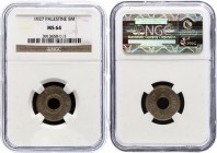 Palestine 5 Mils 1927 NGC MS 64
KM# 3; Copper-Nickel, UNC.