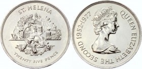 Saint Helena 25 Pence 1977
KM# 6a; Silver; Aldabra giant tortoise; UNC