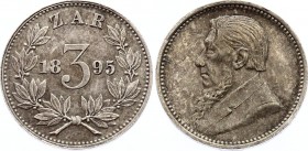 South Africa 3 Pence 1895 ZAR
KM# 3; Silver, VF.