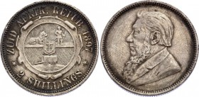 South Africa 2 Shillings 1897 ZAR
KM# 6; Silver, VF-XF.