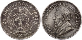 South Africa 2 1/2 Shillings 1893 ZAR
KM# 7; Silver, VF.