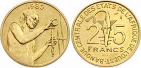 West African States 25 Francs 1980 ESSAI
KM# E10; UNC. Not common.