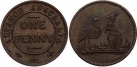 Australia Advance One Penny Token ND
KM-Tn282.2. Australia, private issue tokens, unnamed [W. J. Taylor]. Copper Penny. Rare. Market value is more th...