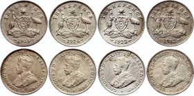 Australia Lot of 4 x 3 Pence 1912 -1926
KM# 24; George V. Silver, XF-AU, lustrous.