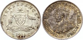 Australia 3 Pence 1916 M
KM# 24; George V. Silver, AUNC, nice toning, mint luster. Rare in this condition.