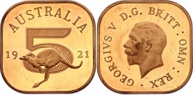 Australia 5 Shillings 1921 Rare!
KM# X3b; Kangaroo; George V; BUNC