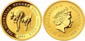 Australia 25 Dollars 2004
The Australian Nugget. 1/4 Oz Gold (.999), Proof.